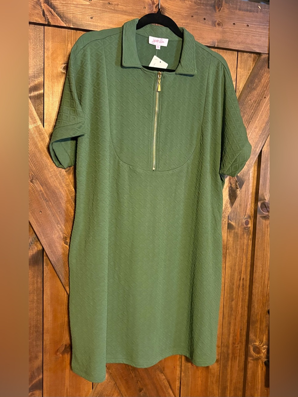 Jess Lea Olive Green Zip-Front Dress